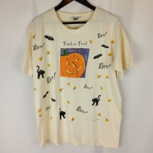 Vintage 1997 Rel•e•vant Products Halloween Graphic Trick or Treat T Shirt